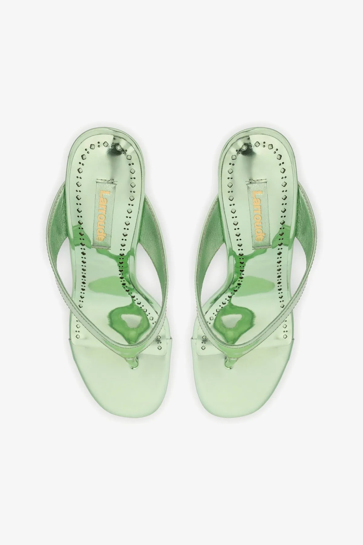 Gaia Wedge Sandal In Light Pear Specchio sold by Larroude product image thumbnail 3