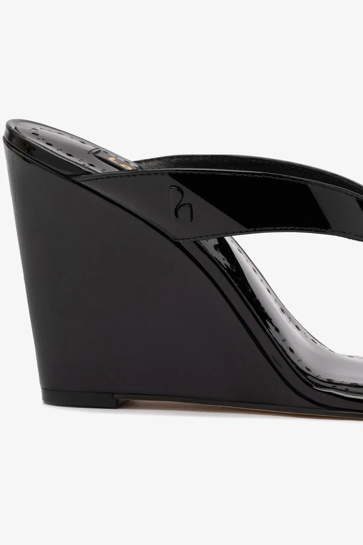 Gaia Wedge Sandal In Black Leather sold by Larroude product image thumbnail 4