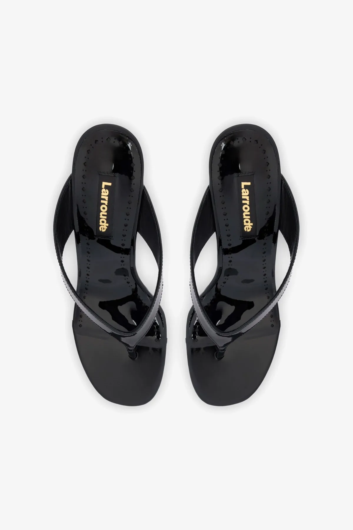 Gaia Wedge Sandal In Black Leather sold by Larroude product image thumbnail 3