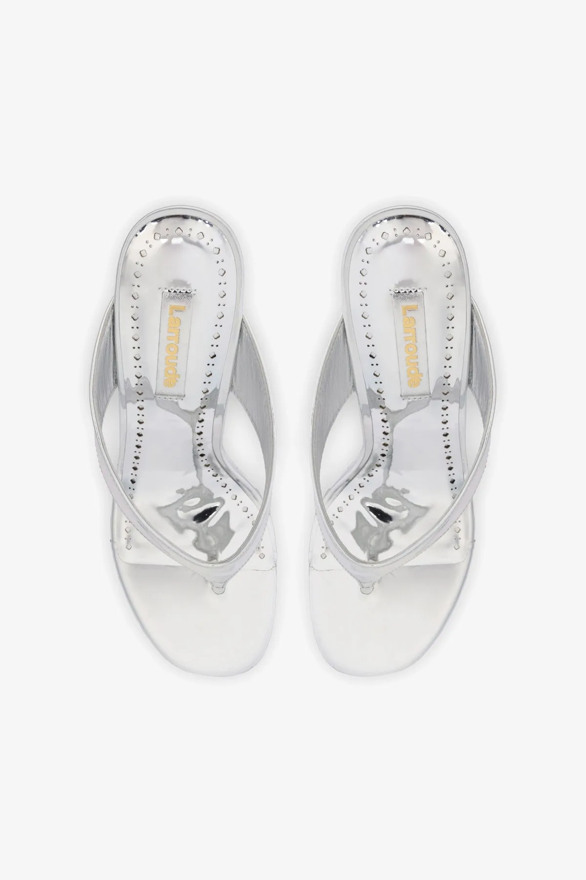 Gaia Wedge Sandal In Silver Specchio sold by Larroude product image thumbnail 3