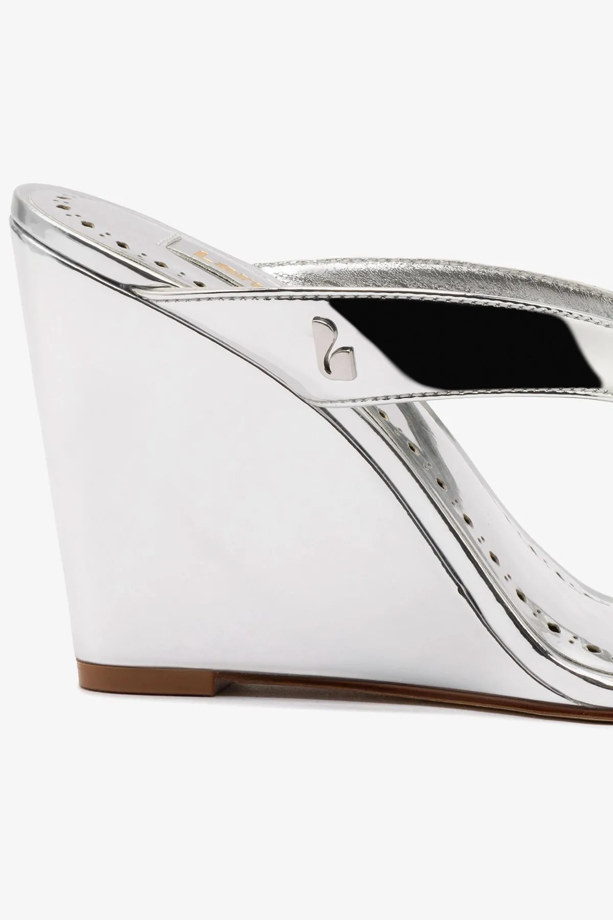 Gaia Wedge Sandal In Silver Specchio sold by Larroude product image thumbnail 4