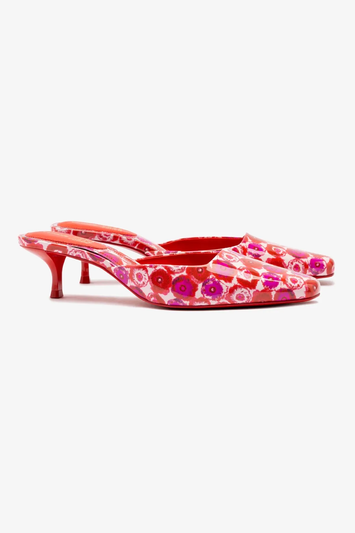 Larroudé x Jonathan Cohen Amal Mule In Red Abstract Printed Patent Leather sold by Larroude product image thumbnail 2