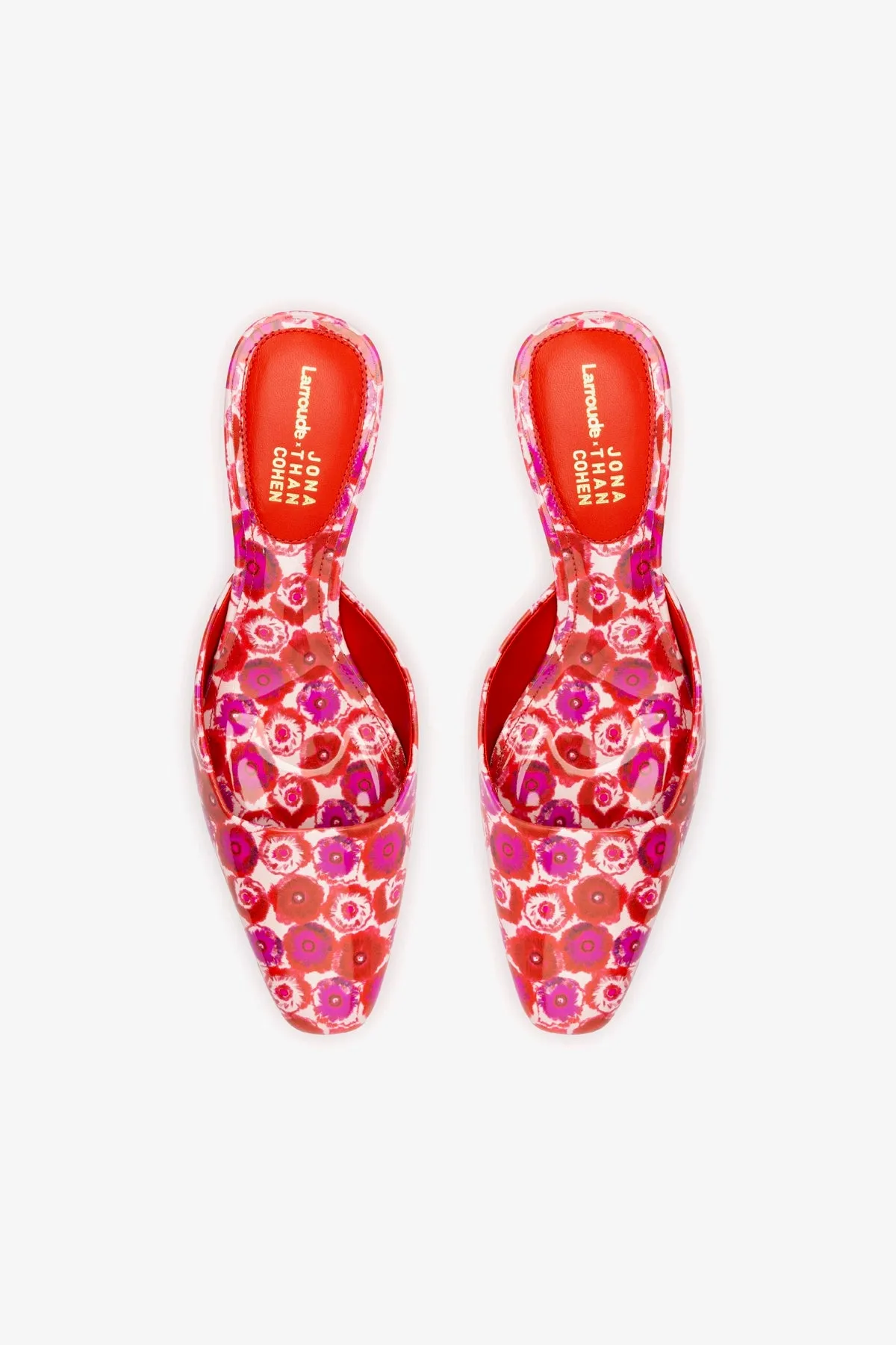 Larroudé x Jonathan Cohen Amal Mule In Red Abstract Printed Patent Leather sold by Larroude product image thumbnail 3