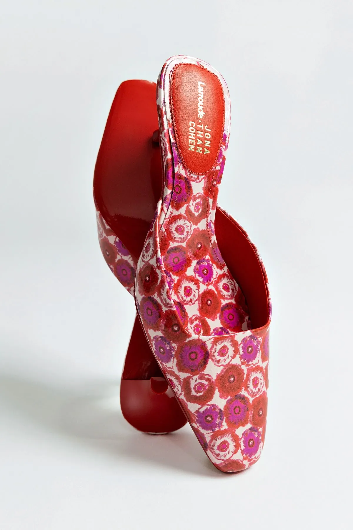 Larroudé x Jonathan Cohen Amal Mule In Red Abstract Printed Patent Leather sold by Larroude product image thumbnail 5