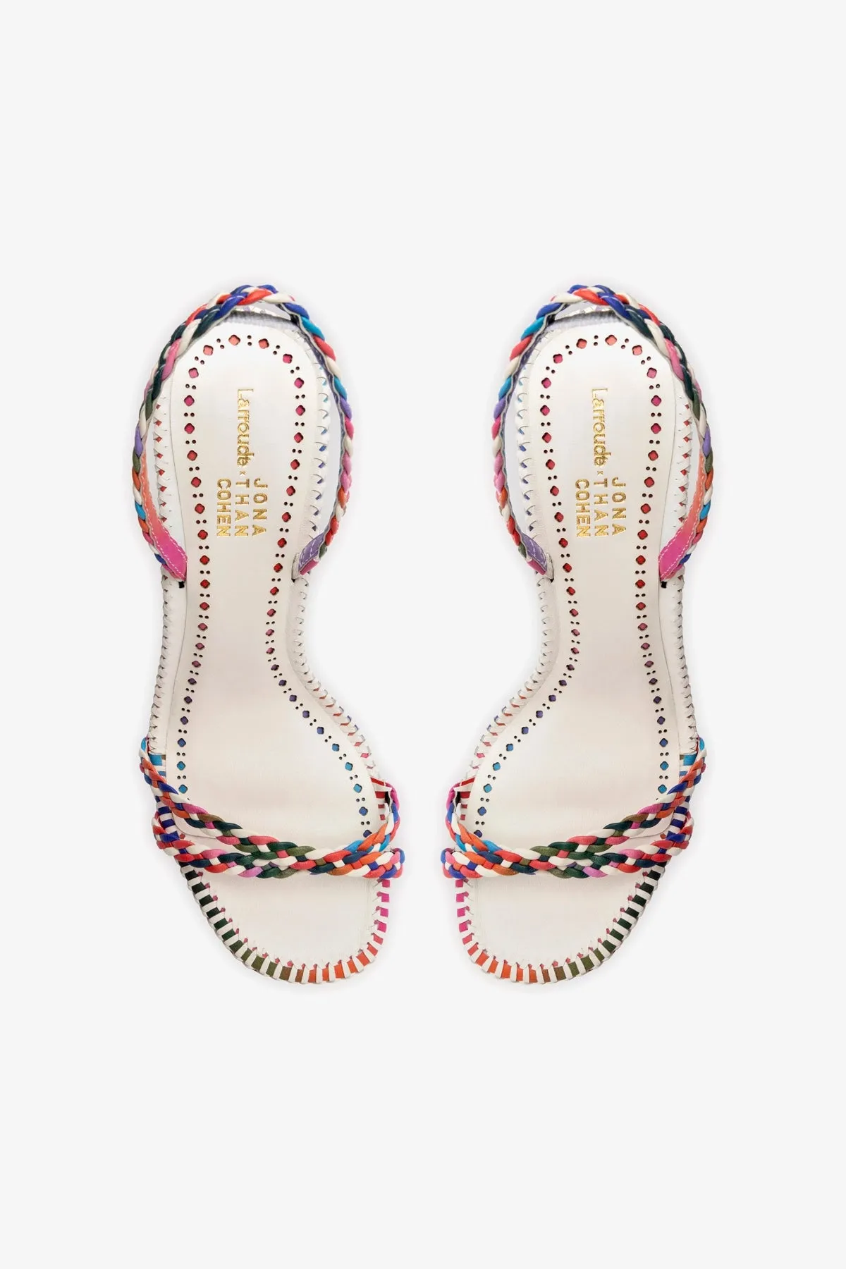 Larroudé x Jonathan Cohen Annie Sandal In White and Rainbow Leather sold by Larroude product image thumbnail 3