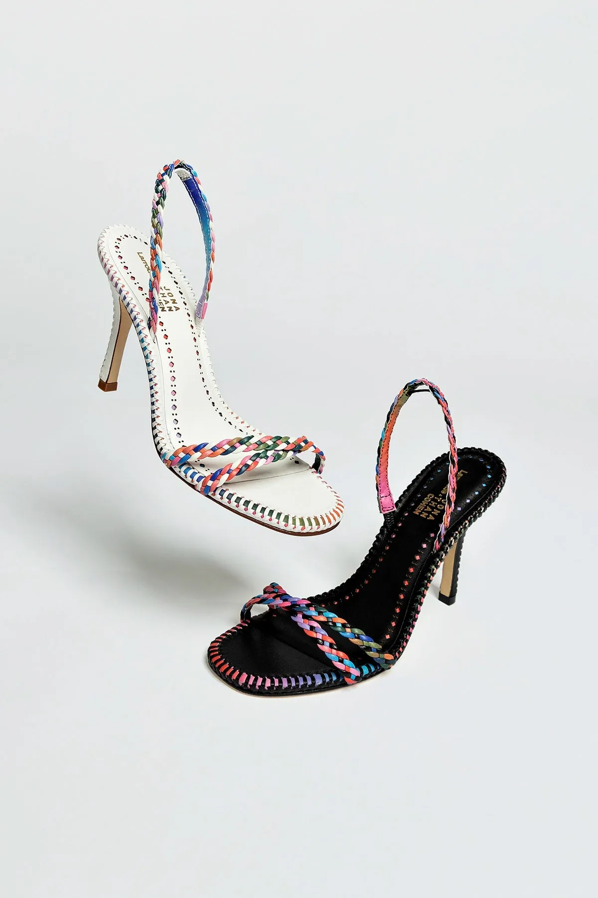 Larroudé x Jonathan Cohen Annie Sandal In White and Rainbow Leather sold by Larroude product image thumbnail 5