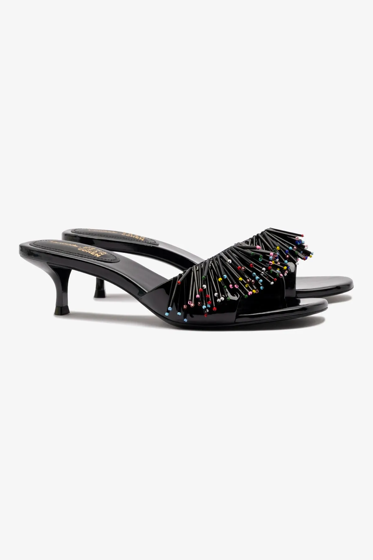Larroudé x Jonathan Cohen Fringe Greta Mule In Black Patent Leather sold by Larroude product image thumbnail 2