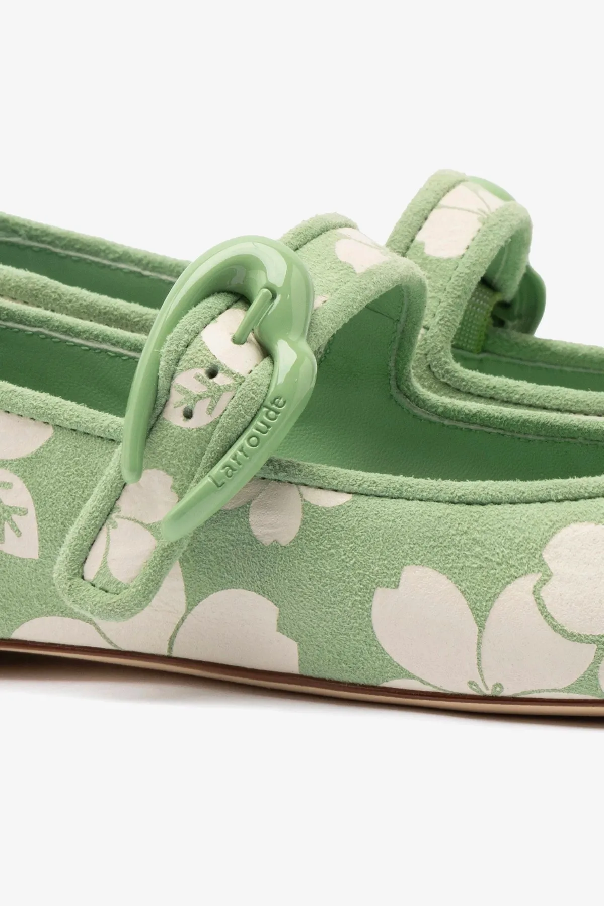 Verona Ballet Flat In Pistacchio Sakura Printed Suede sold by Larroude product image thumbnail 4
