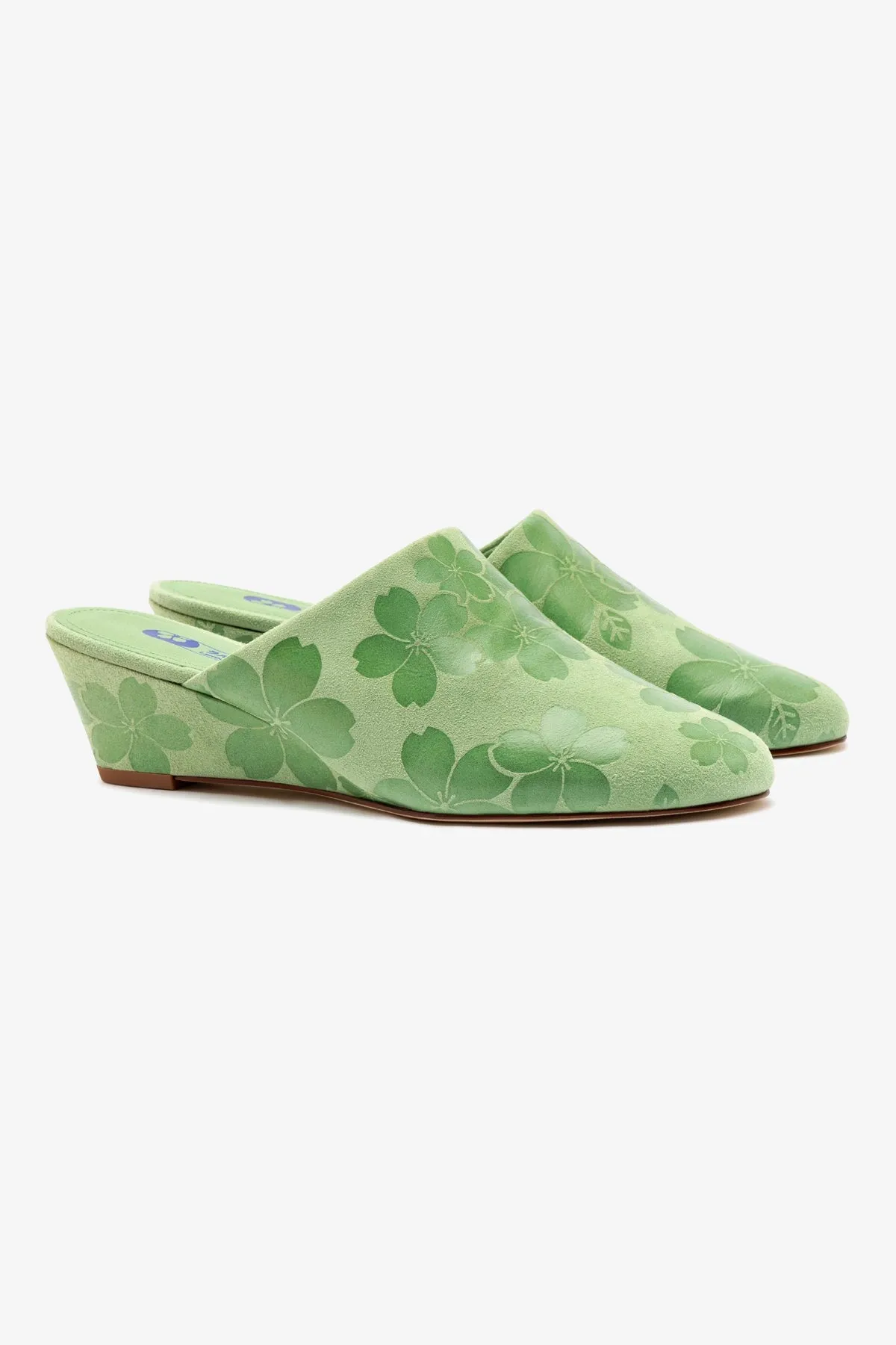 Venice Wedge In Pistacchio Sakura Printed Suede sold by Larroude product image thumbnail 2
