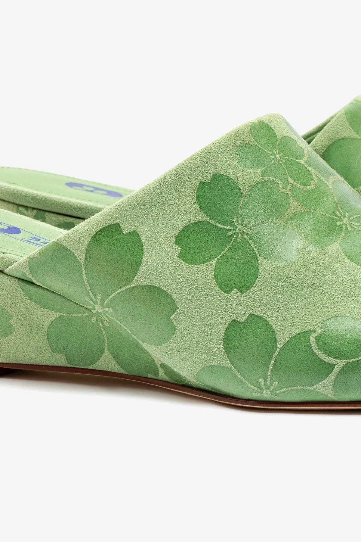 Venice Wedge In Pistacchio Sakura Printed Suede sold by Larroude product image thumbnail 4