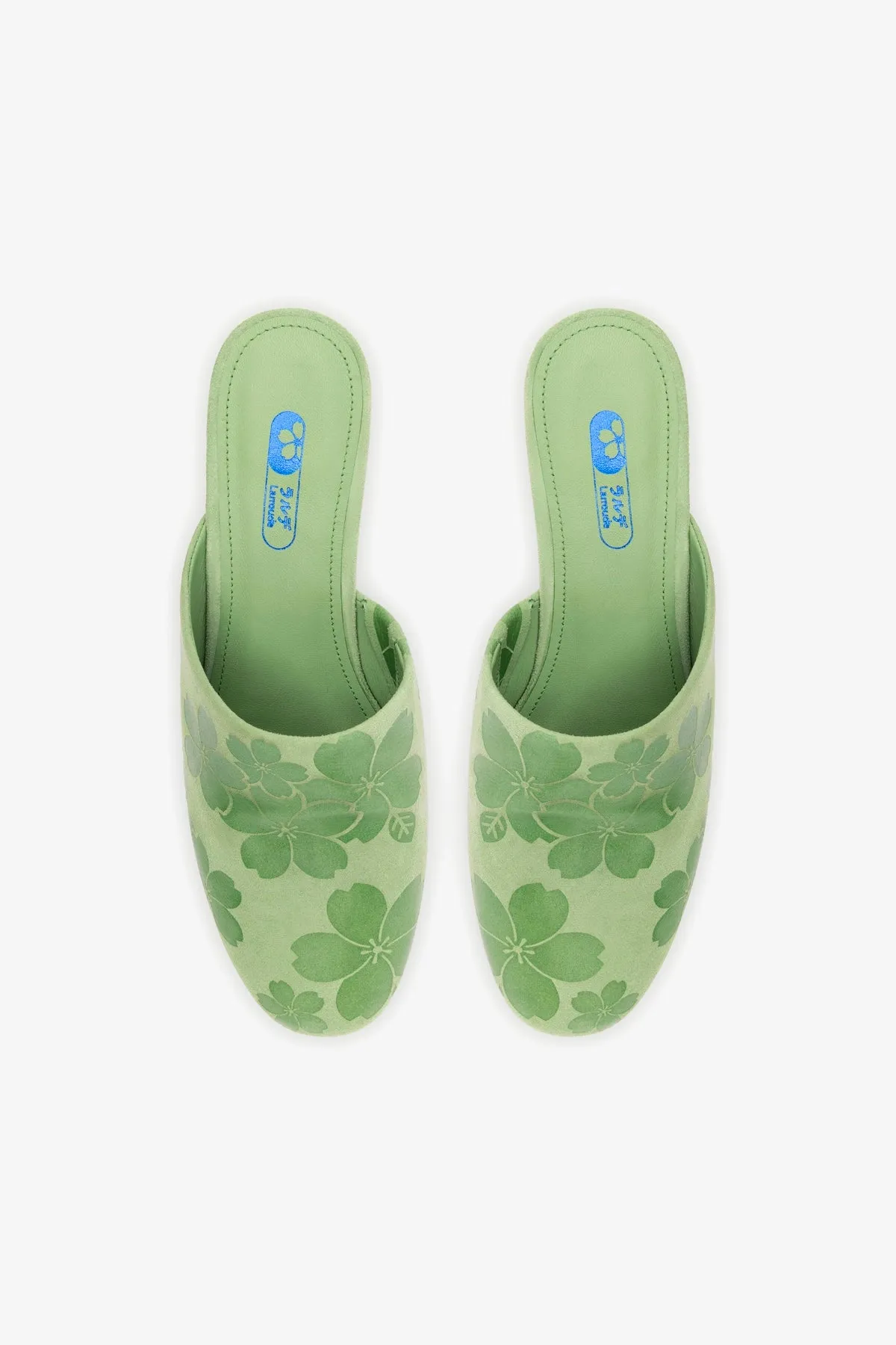 Venice Wedge In Pistacchio Sakura Printed Suede sold by Larroude product image thumbnail 3