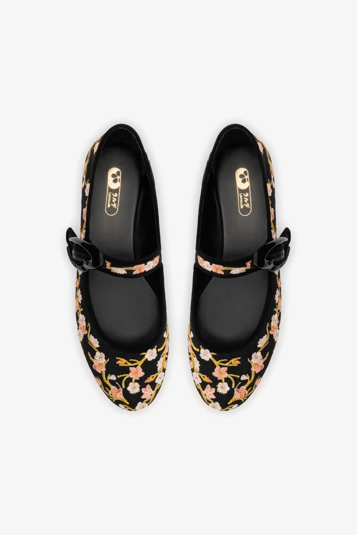 Verona Ballet Flat In Black Sakura Printed Fabric sold by Larroude product image thumbnail 3