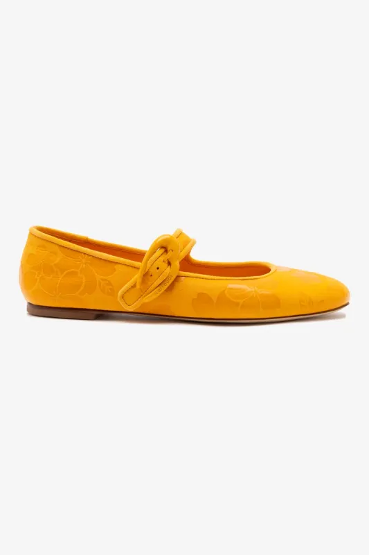 Verona Ballet Flat In Amber Sakura Printed Suede sold by Larroude