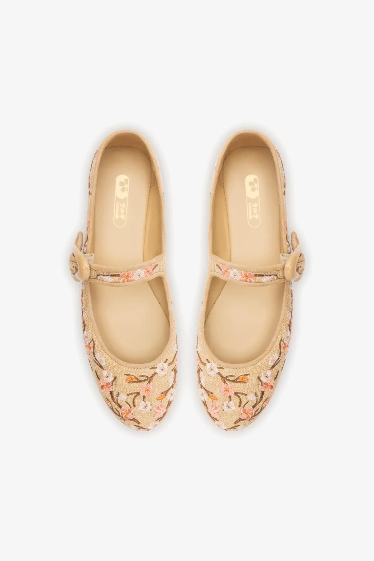 Verona Ballet Flat In Beige Sakura Printed Raffia sold by Larroude product image thumbnail 3