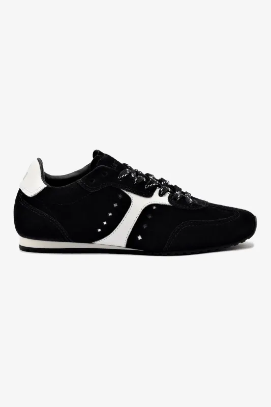 Stella Sneaker In Black Suede sold by Larroude