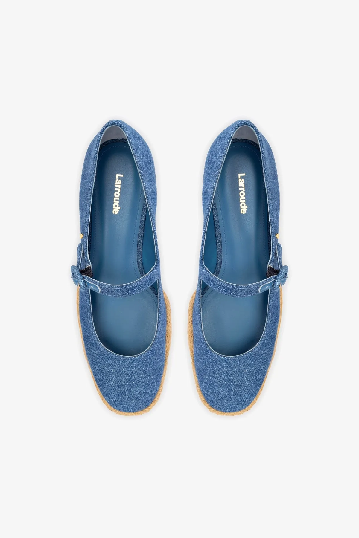 Blair Flatform In Blue Stoned Denim sold by Larroude product image thumbnail 2