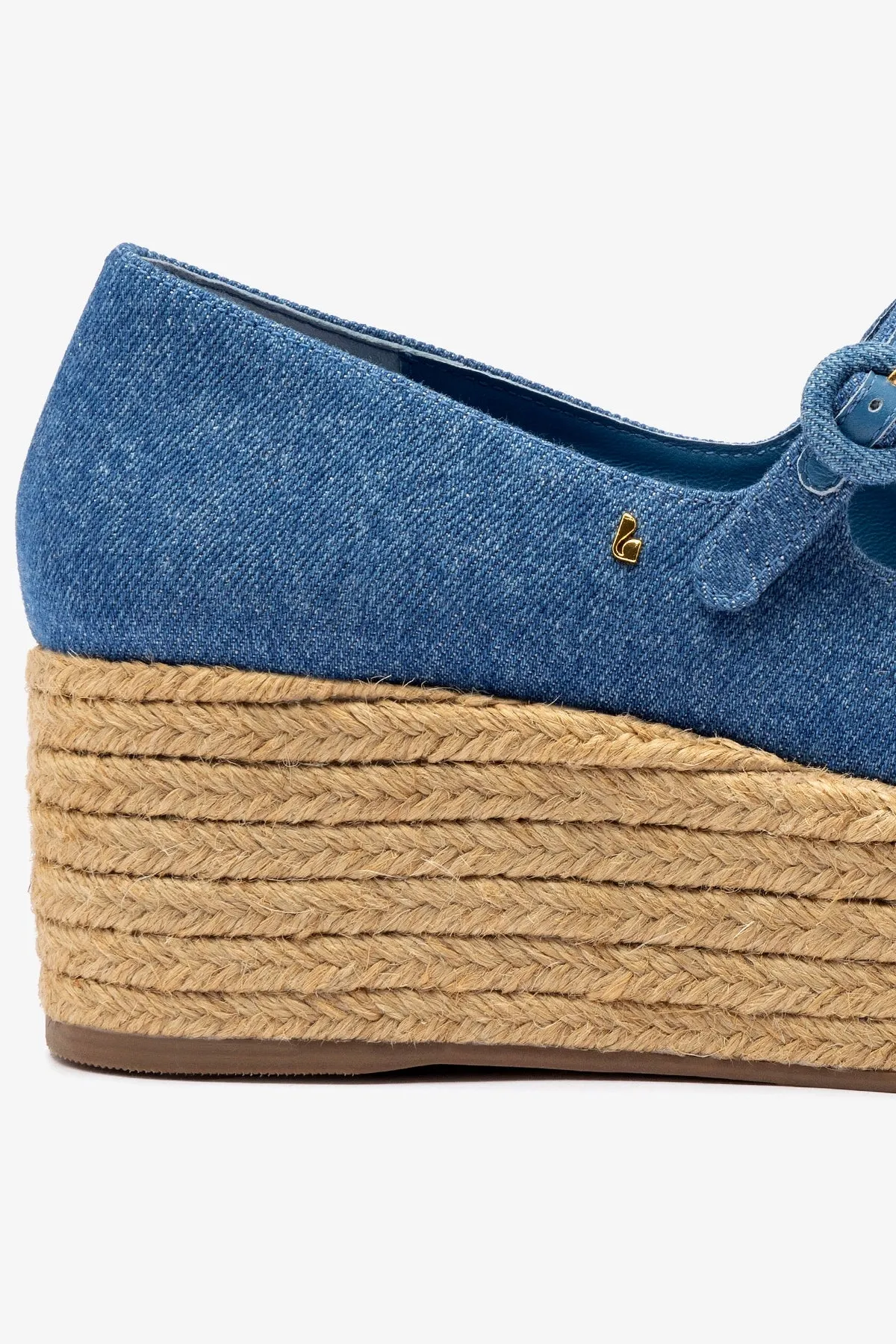 Blair Flatform In Blue Stoned Denim sold by Larroude product image thumbnail 4