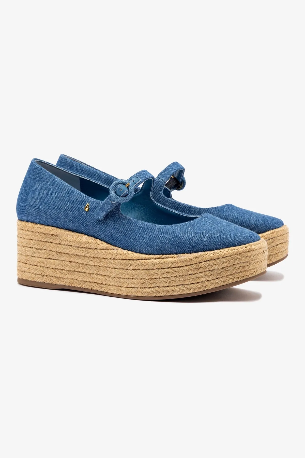Blair Flatform In Blue Stoned Denim sold by Larroude product image thumbnail 3