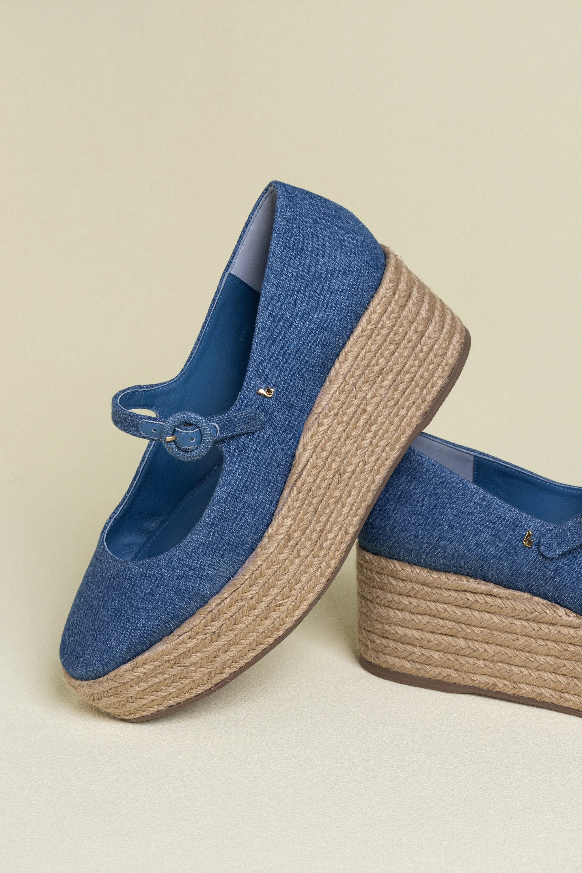 Blair Flatform In Blue Stoned Denim sold by Larroude product image thumbnail 5