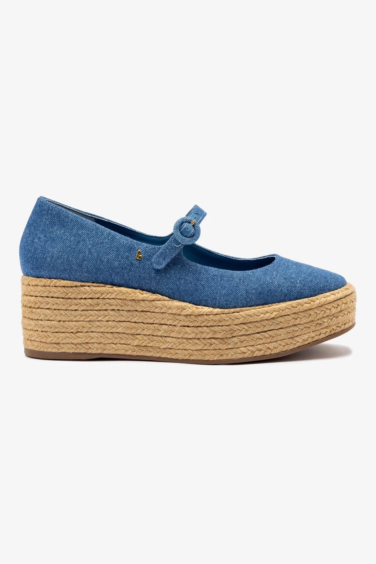 Blair Flatform In Blue Stoned Denim sold by Larroude