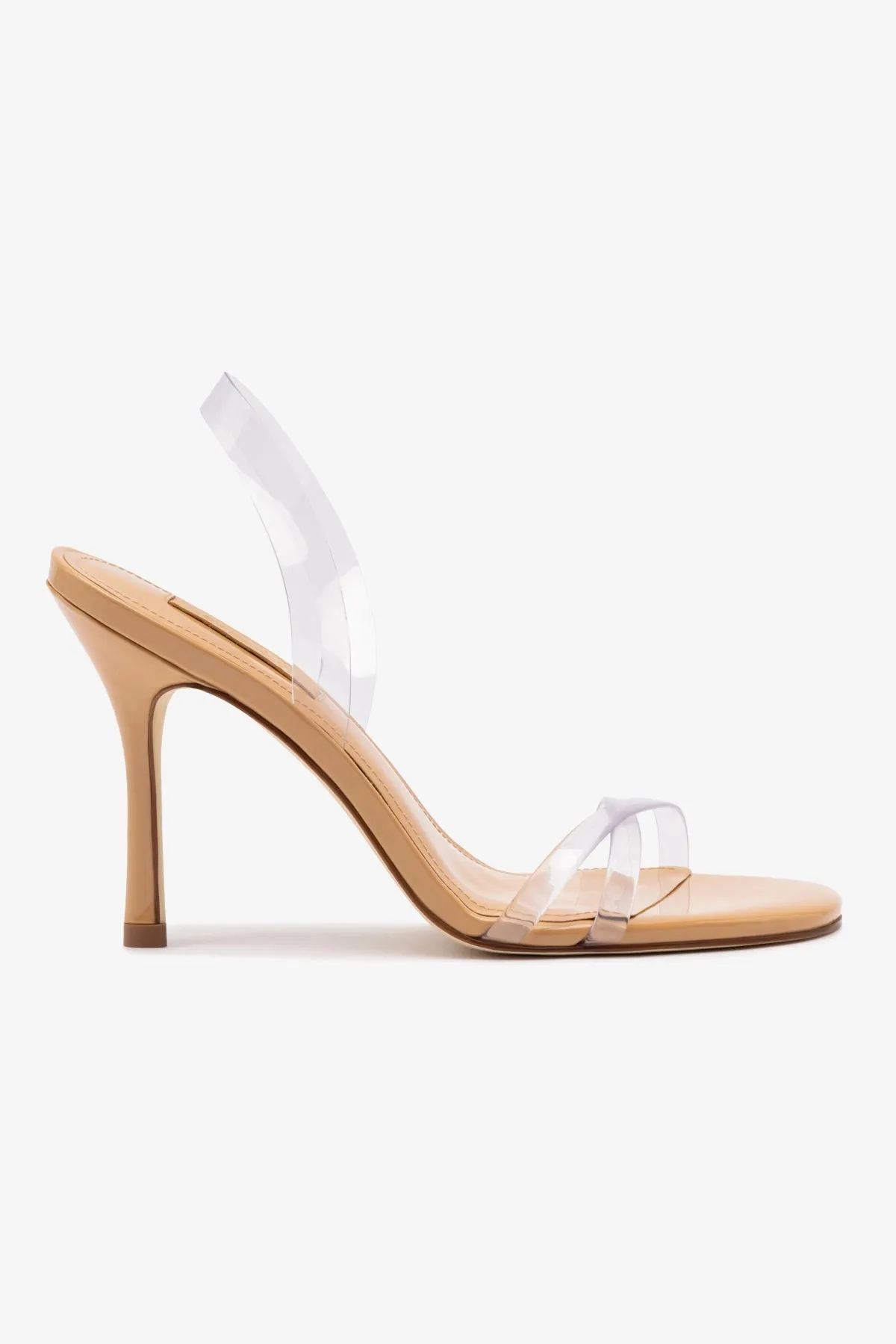 Annie Sandal In Tan Leather and Vinyl sold by Larroude