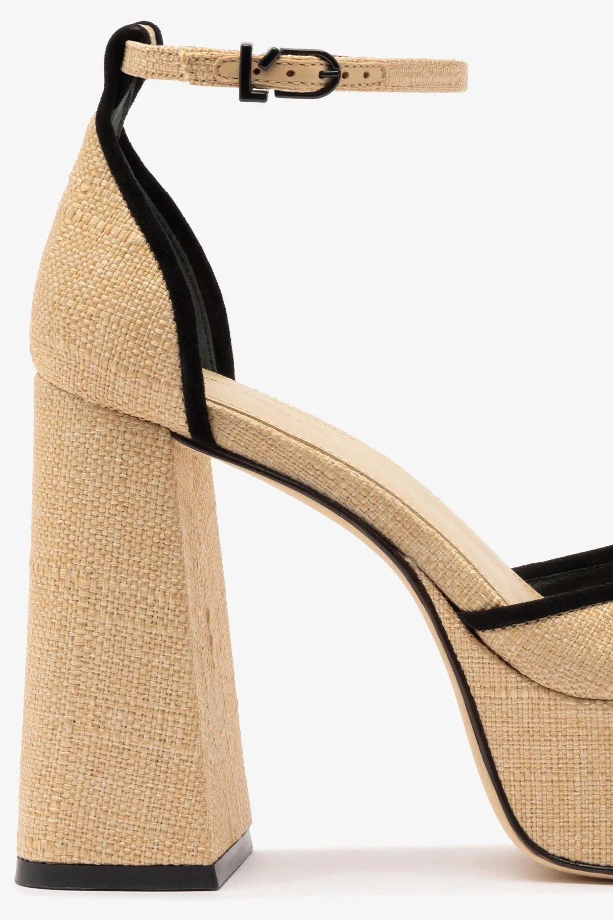 Ari Pump In Beige Raffia and Black Trimming sold by Larroude product image thumbnail 4