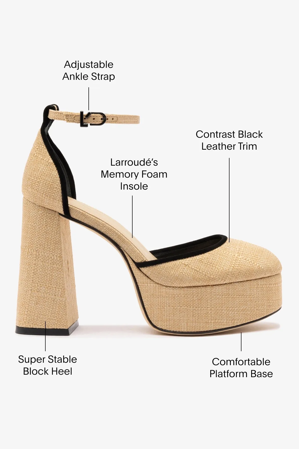 Ari Pump In Beige Raffia and Black Trimming sold by Larroude product image thumbnail 5