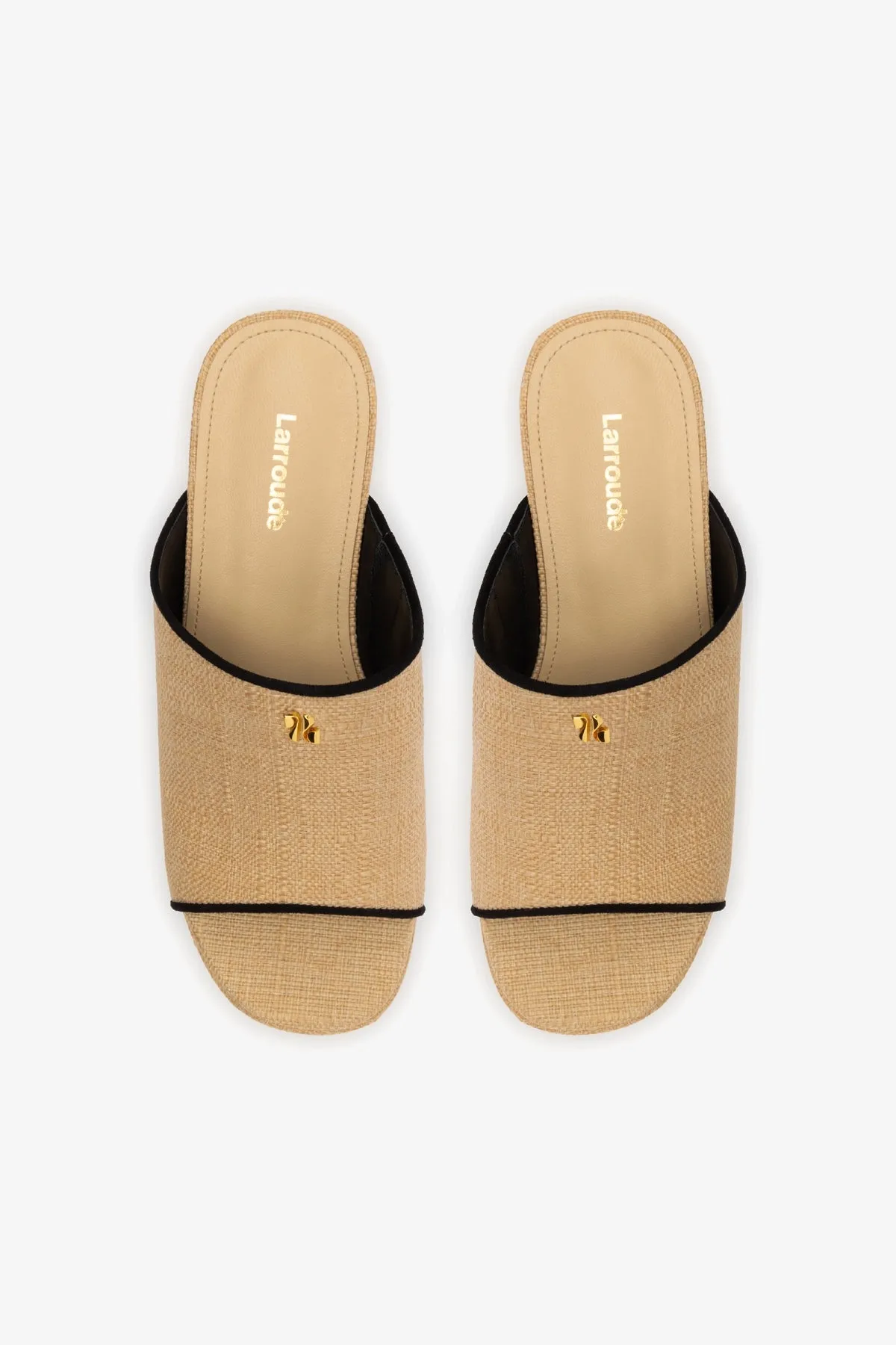 Charli Mule In Beige Raffia and Black Trimming sold by Larroude product image thumbnail 3