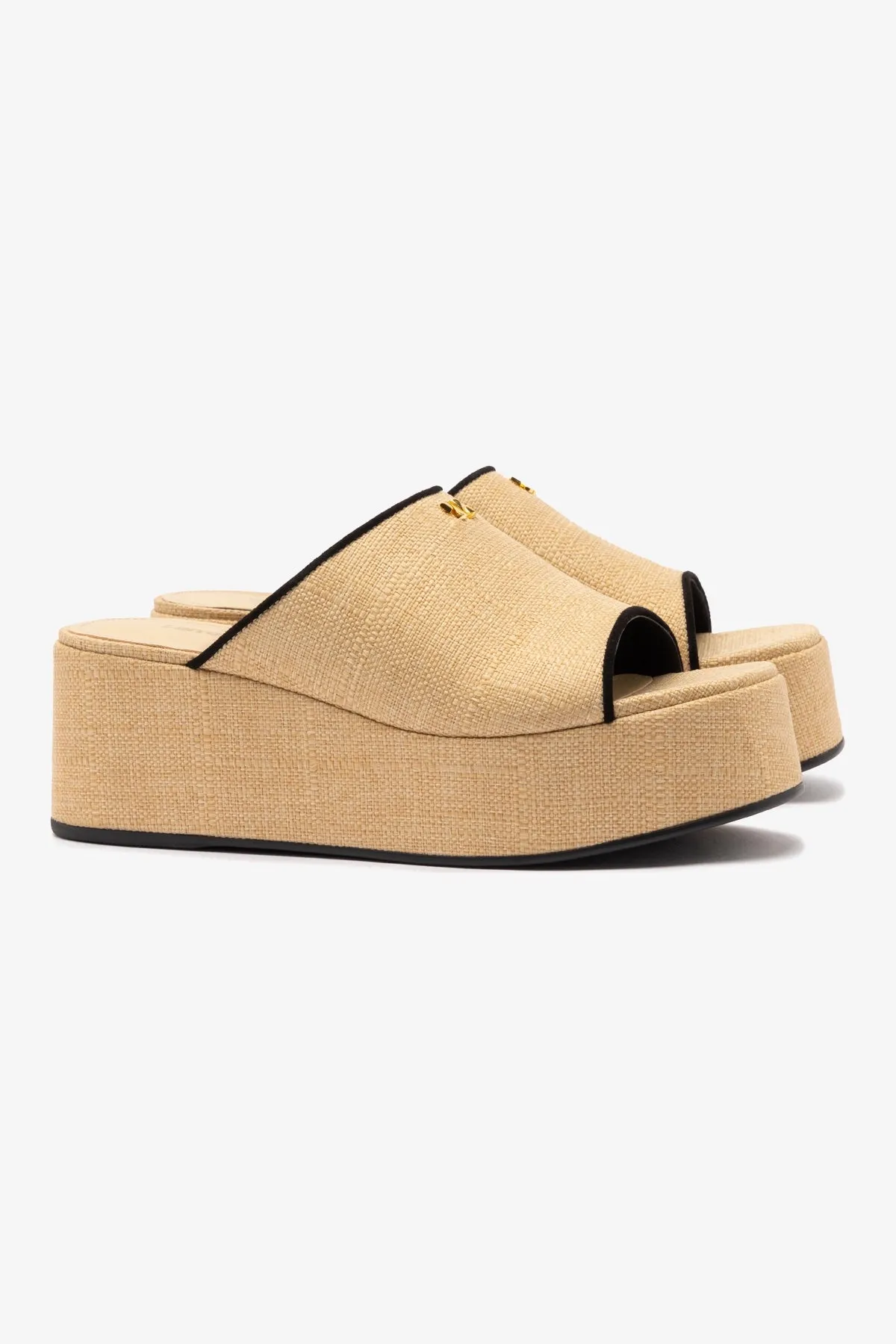 Charli Mule In Beige Raffia and Black Trimming sold by Larroude product image thumbnail 2