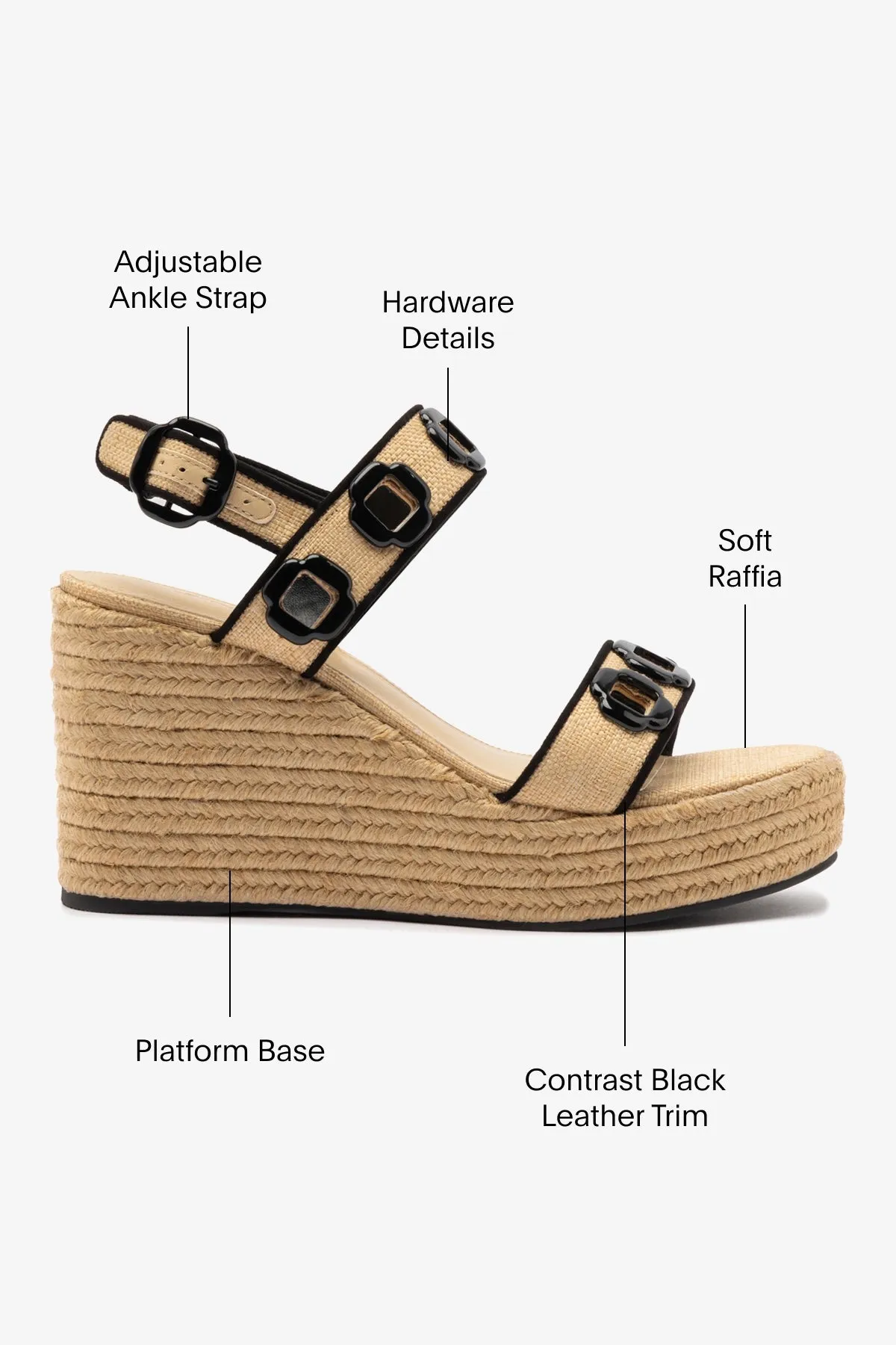 Milan Espadrille In Beige Raffia and Black Trimming sold by Larroude product image thumbnail 5