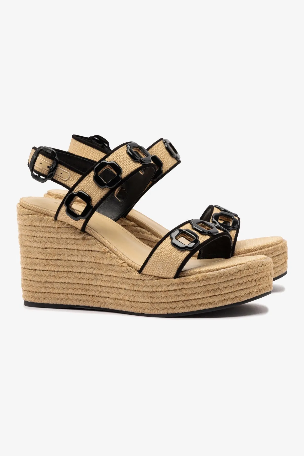 Milan Espadrille In Beige Raffia and Black Trimming sold by Larroude product image thumbnail 2