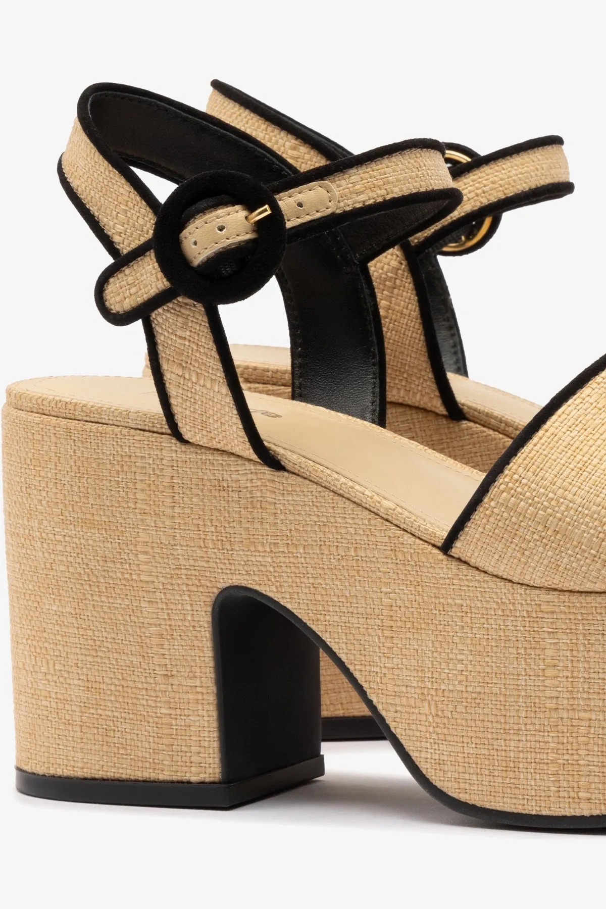 Miso Sandal In Beige Raffia and Black Trimming sold by Larroude product image thumbnail 4