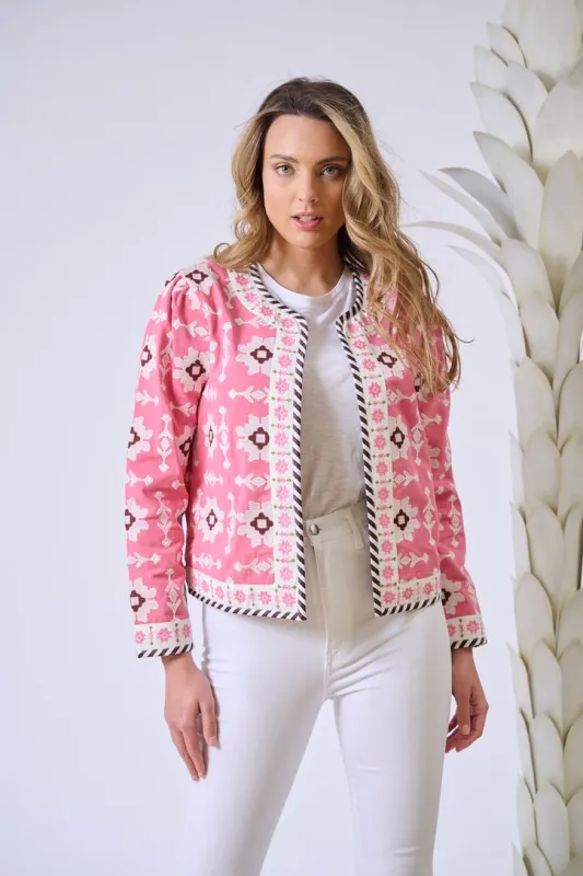 Rosy Jacket - Pink Embroidered sold by Larroude