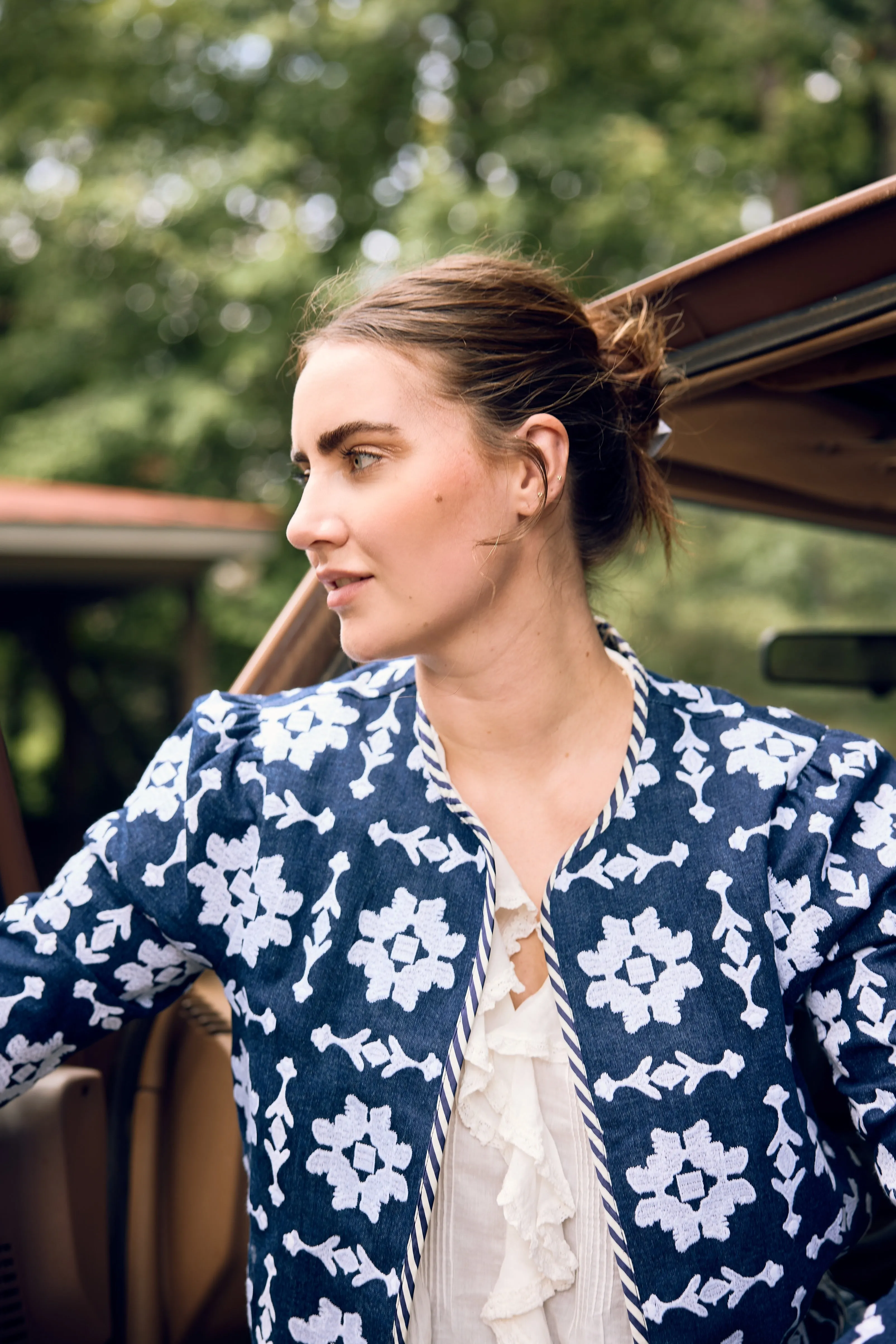 Rosy Jacket - Denim Embroidered sold by Larroude product image thumbnail 4