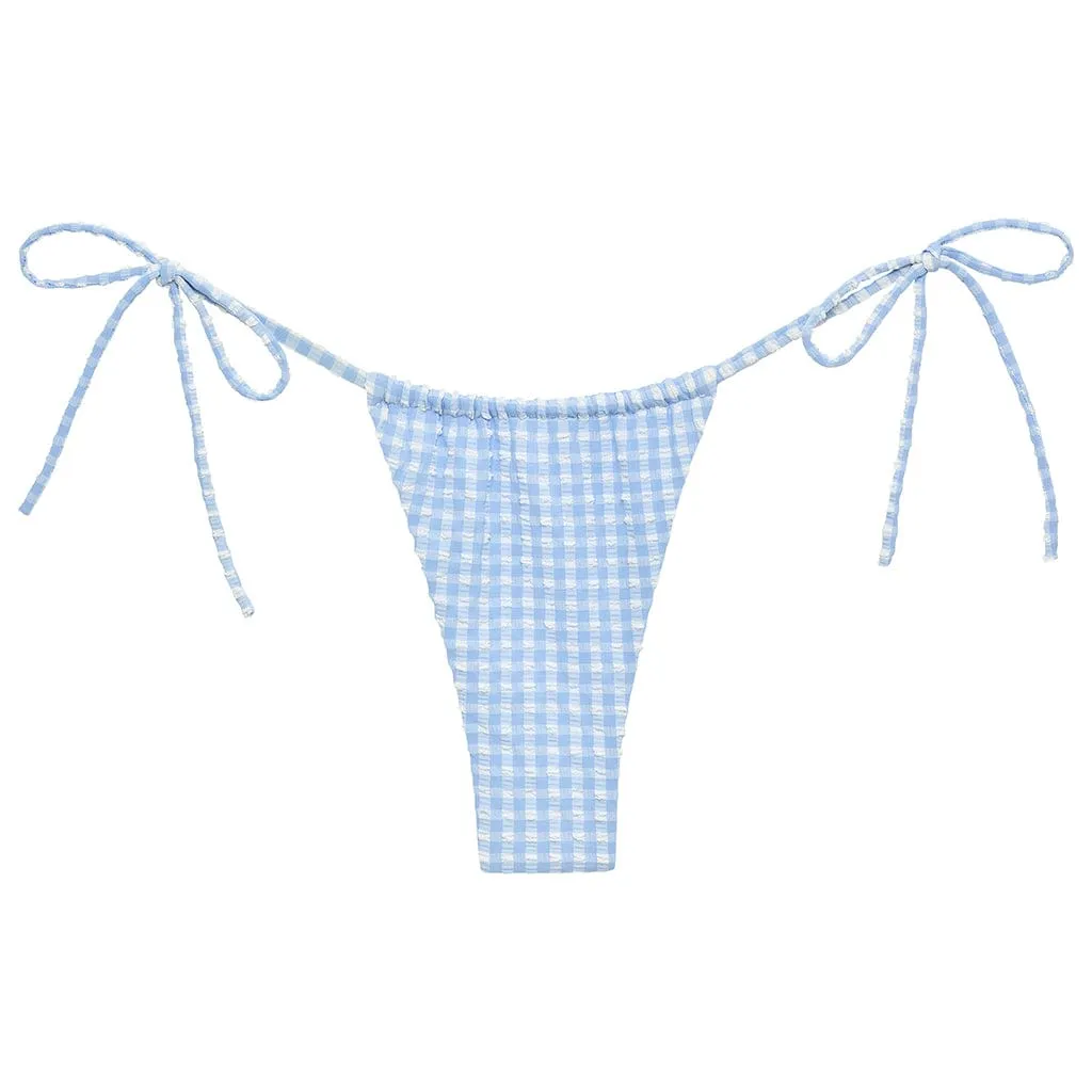 Peri Micro Gingham Brasil Tie-Up Bikini Bottom sold by Larroude