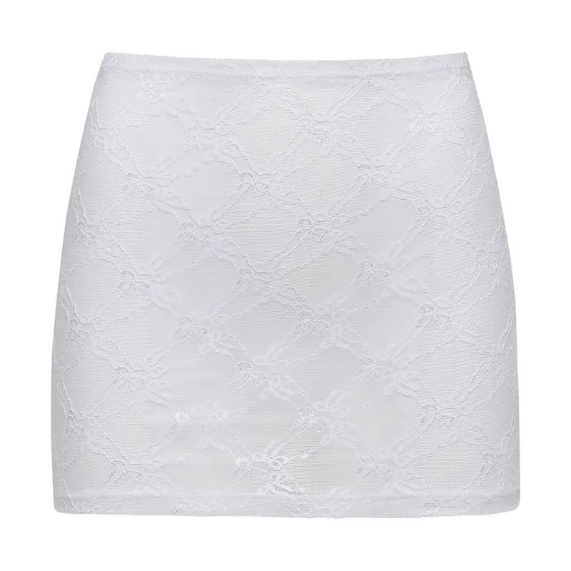 Bows Lace Micro Skirt sold by Larroude