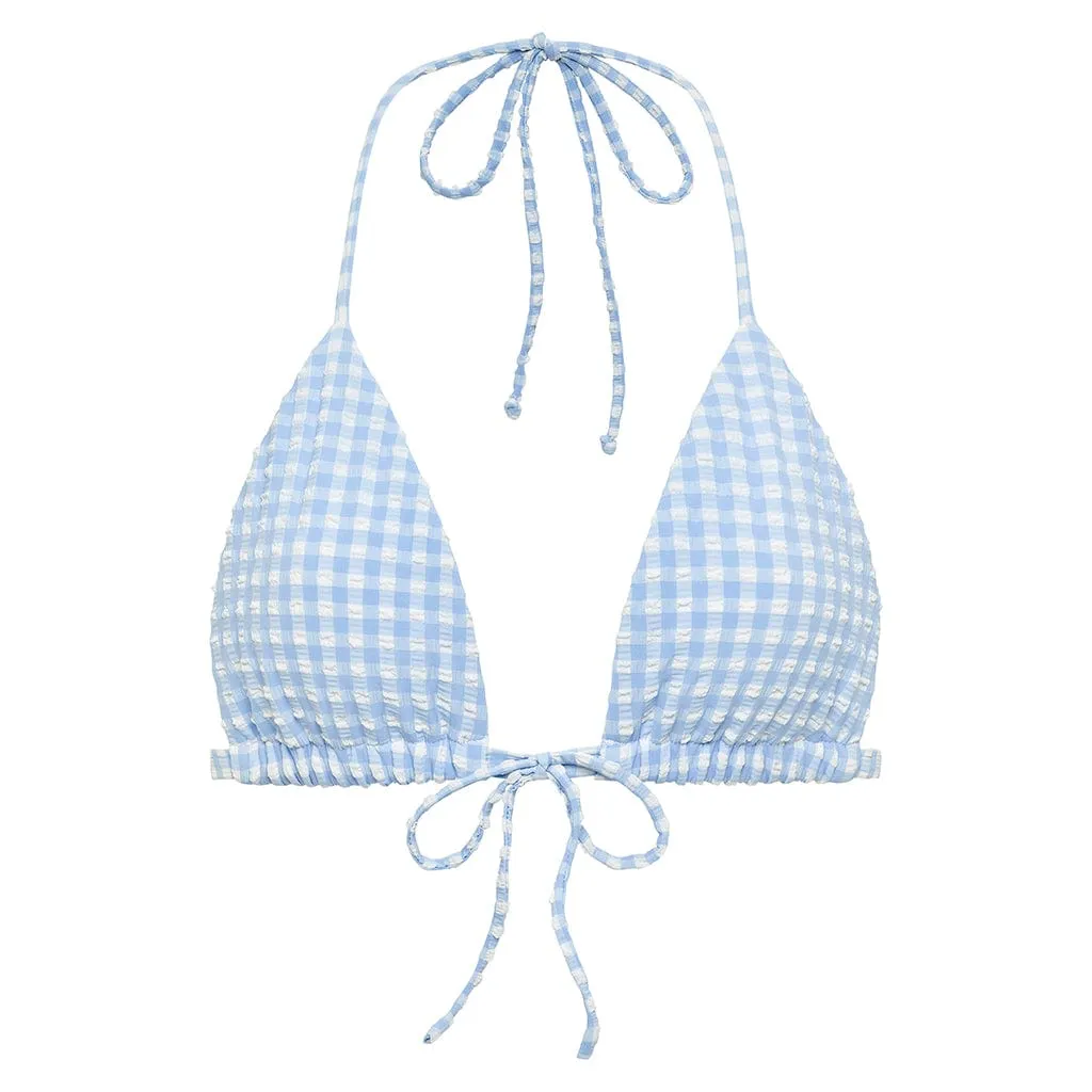 Peri Micro Gingham Emma Bikini Top sold by Larroude