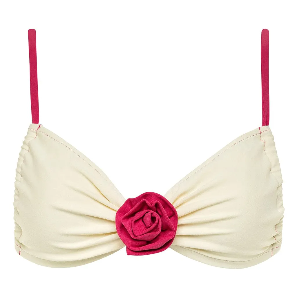Cream Raspberry Binded Devin Rosa Bikini Top sold by Larroude