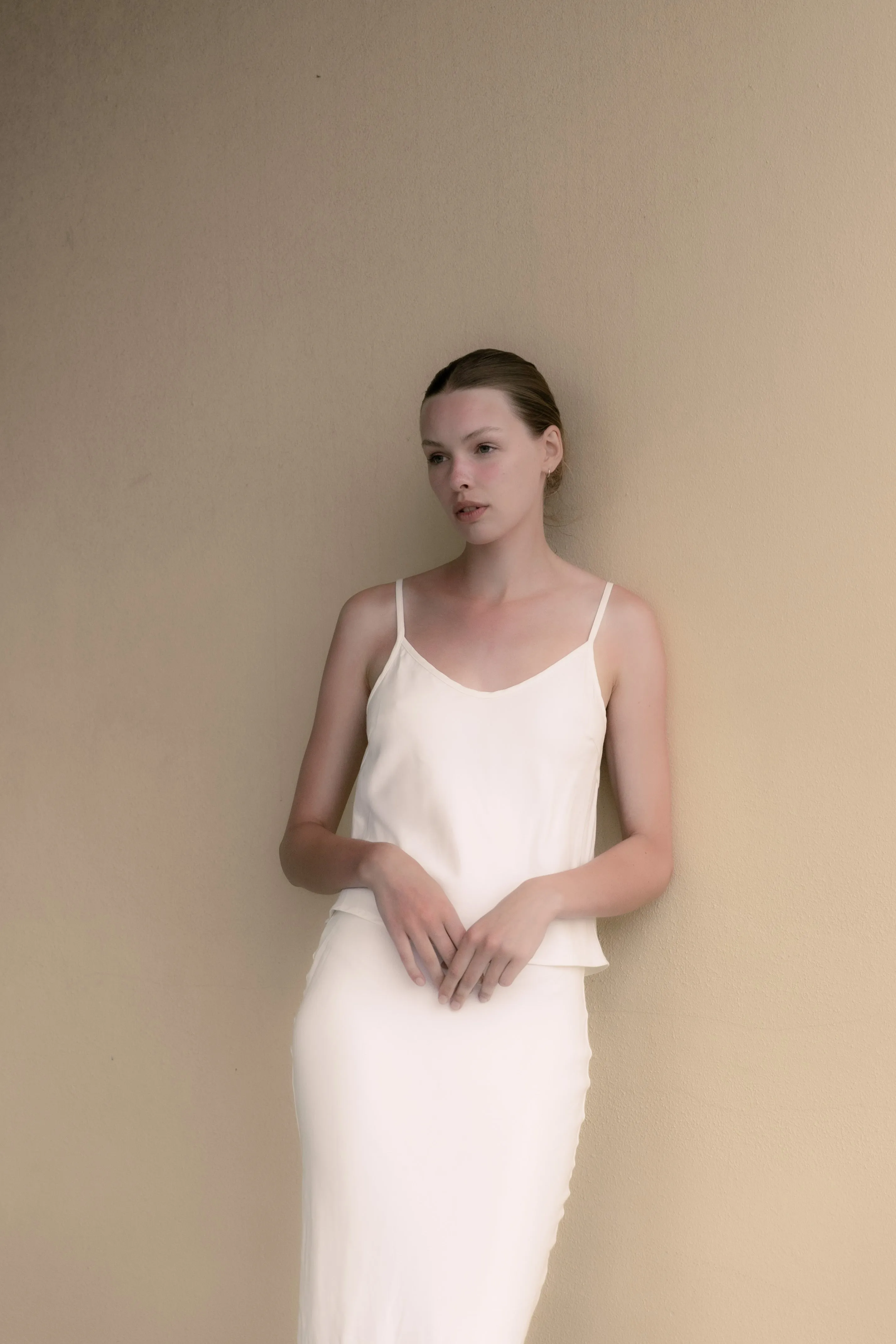 PREORDER: Harlow Bias-Cut Tank Top in Stretch Twill sold by Larroude product image thumbnail 2