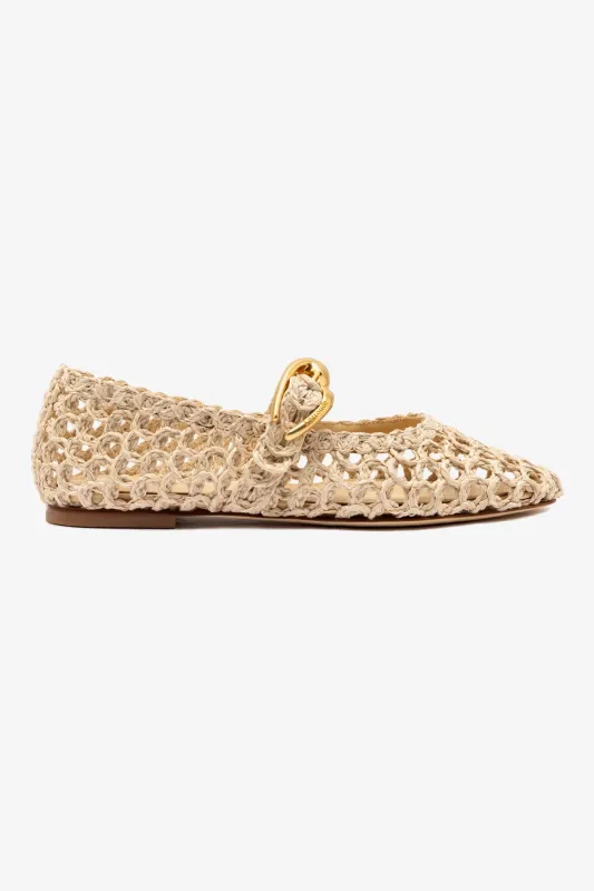 Verona Macrame In Beige Embroidered Raffia sold by Larroude