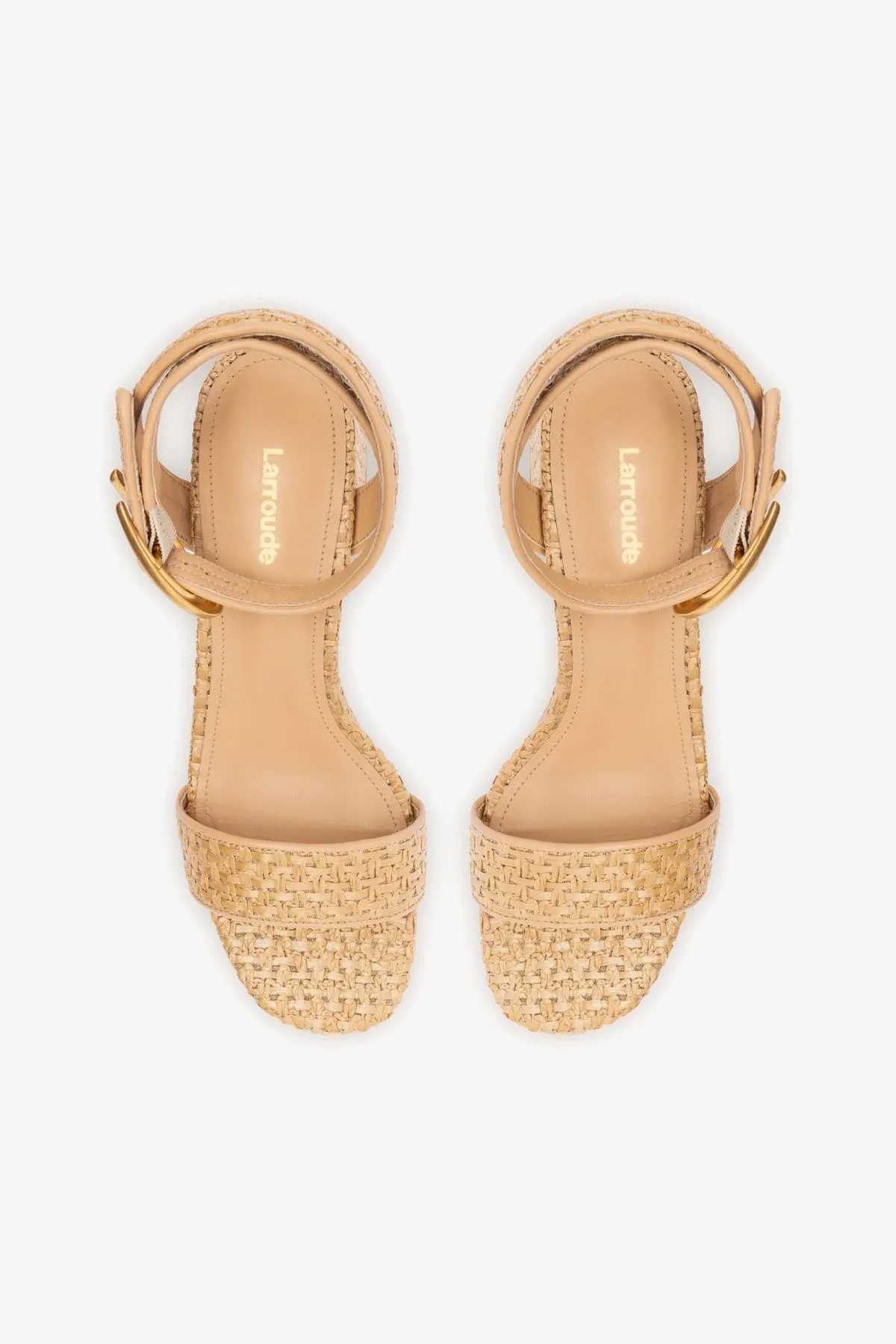 Dolly Verona Low Sandal In Natural Raffia and Beige Leather sold by Larroude product image thumbnail 3