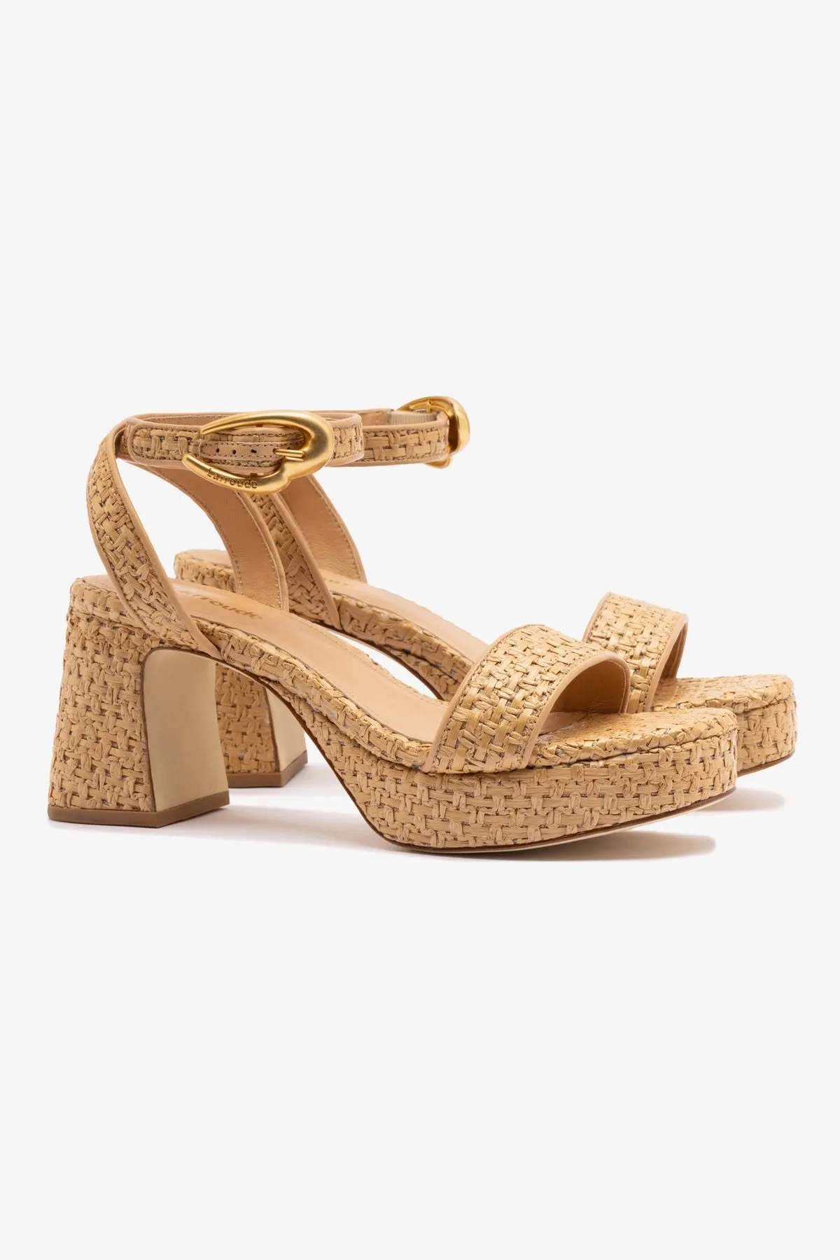 Dolly Verona Low Sandal In Natural Raffia and Beige Leather sold by Larroude product image thumbnail 2
