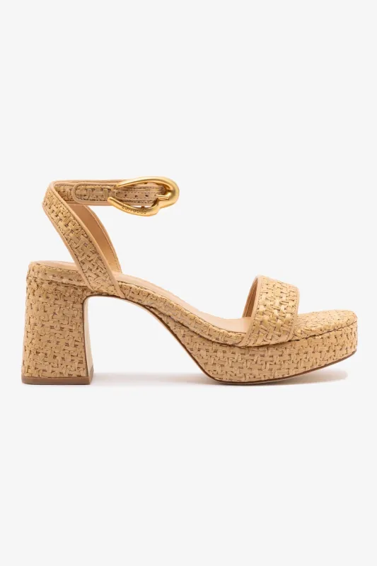 Dolly Verona Low Sandal In Natural Raffia and Beige Leather sold by Larroude