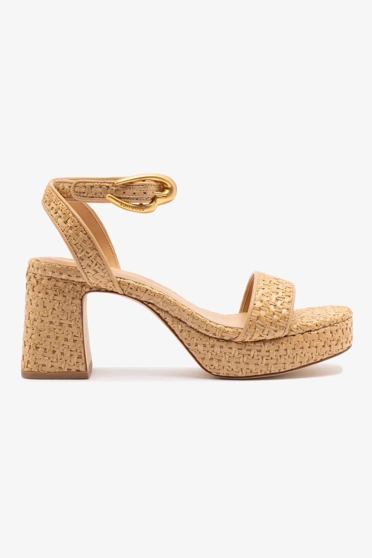 Dolly Verona Low Sandal In Natural Raffia and Beige Leather sold by Larroude