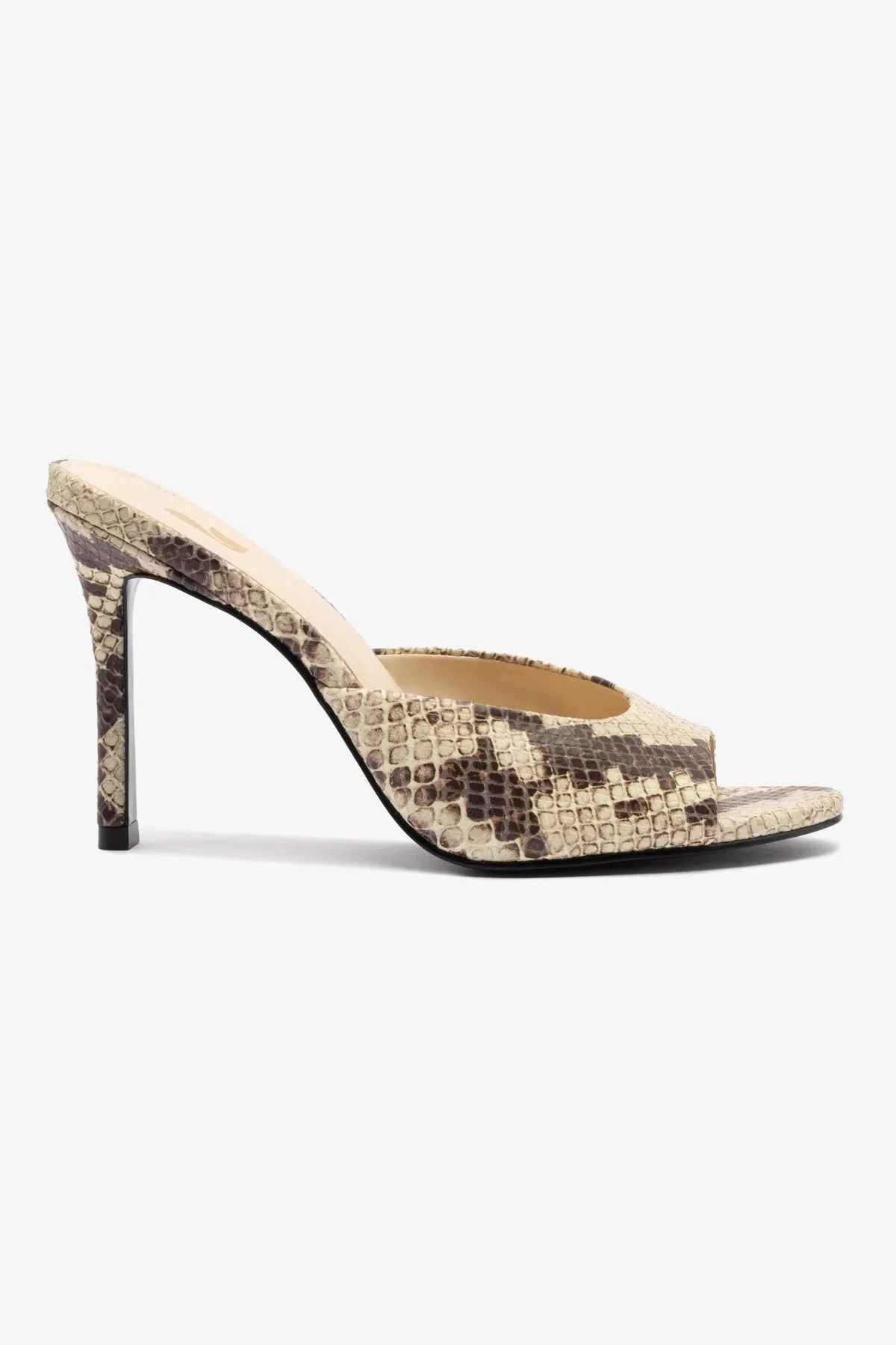 Jasmine Hi Mule In Snake Printed Neutral sold by Larroude