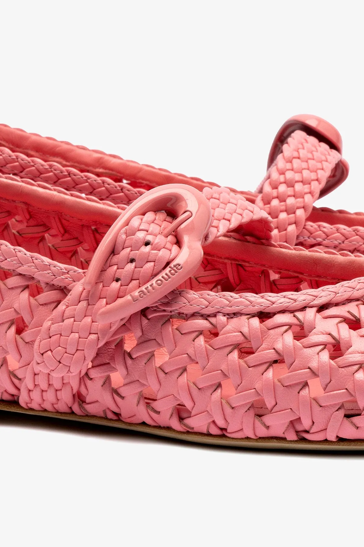 Verona Macrame Ballet Flat In Sorbet Pink Leather sold by Larroude product image thumbnail 4