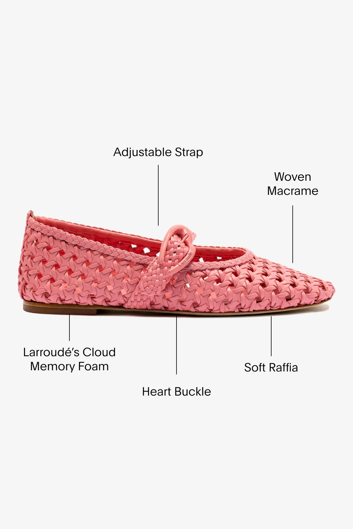Verona Macrame Ballet Flat In Sorbet Pink Leather sold by Larroude product image thumbnail 5