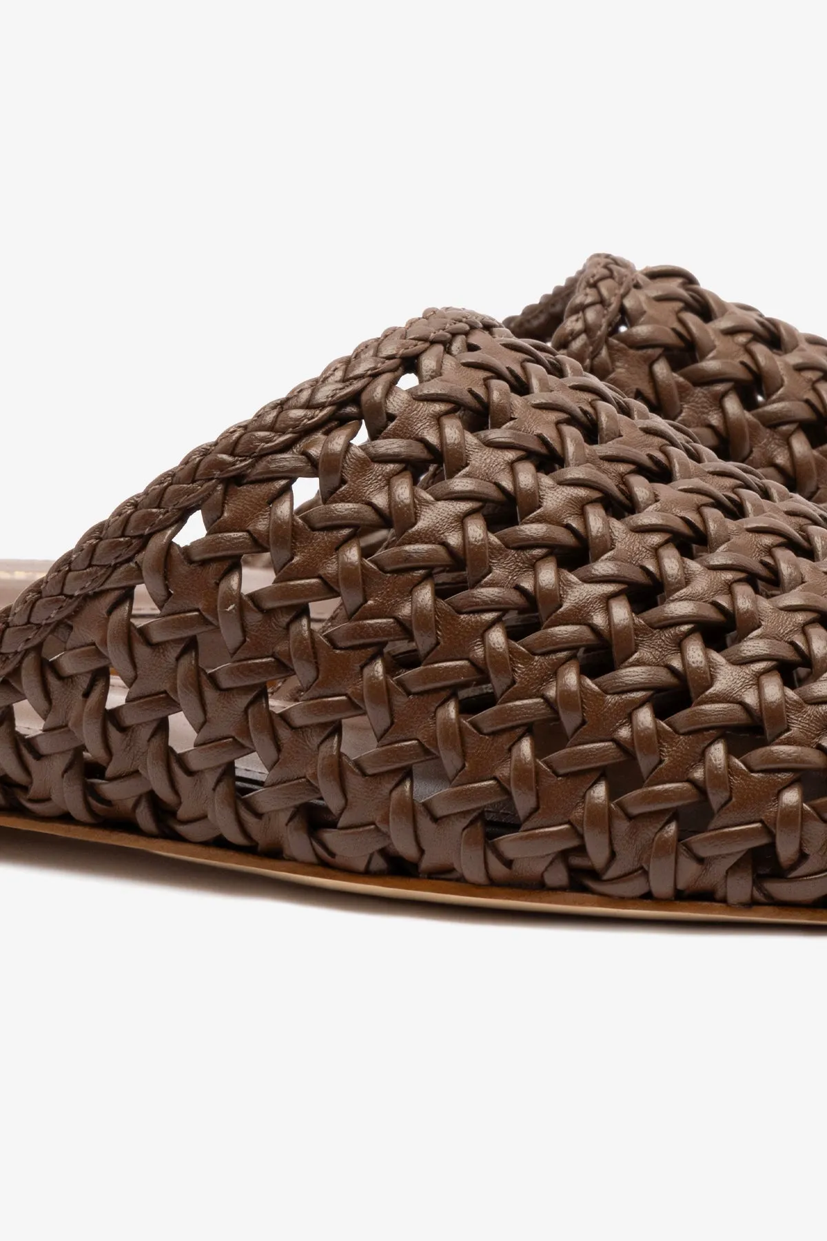 Venice Macrame Flat Mule In Burnt Umber Leather sold by Larroude product image thumbnail 4