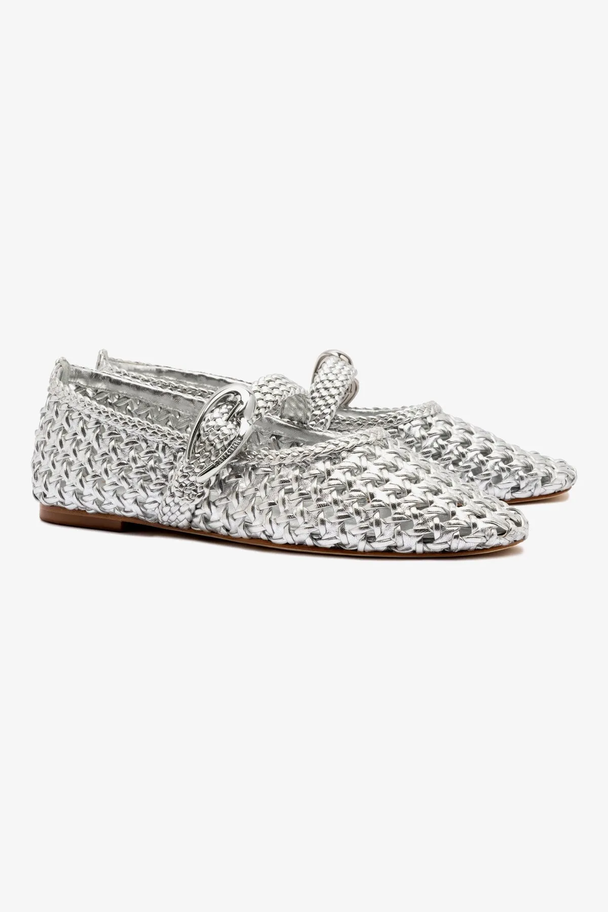 Verona Macrame Ballet Flat In SIlver Metallic Leather sold by Larroude product image thumbnail 3