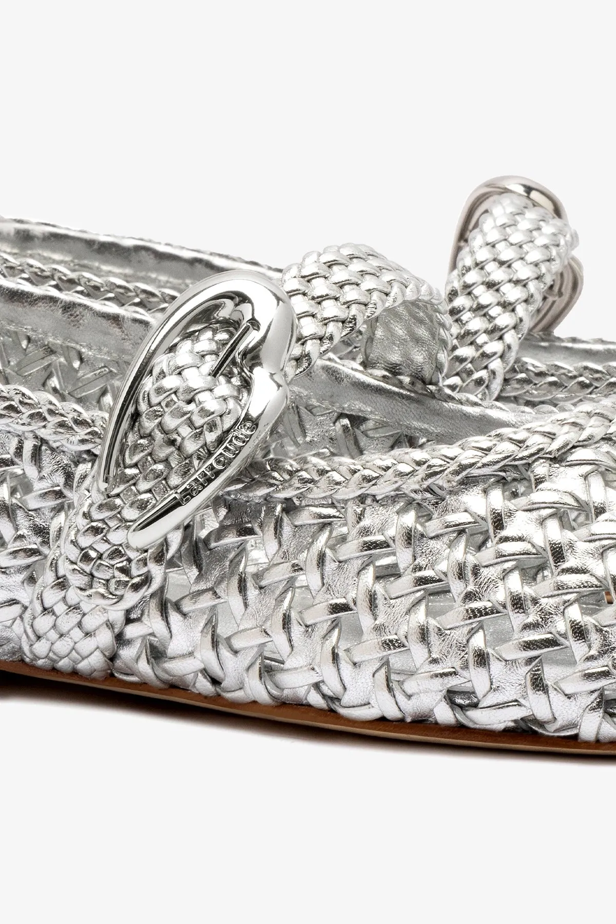 Verona Macrame Ballet Flat In SIlver Metallic Leather sold by Larroude product image thumbnail 4